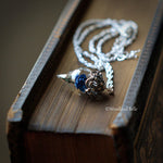 Load image into Gallery viewer, Blue Rose Necklace - Glass Flower Pendant - Sterling Silver, Gold, or Rose Gold - Beauty & the Beast - Personalized Gift - by Woodland Belle