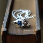 Load image into Gallery viewer, Blue Rose Necklace - Glass Flower Pendant - Sterling Silver, Gold, or Rose Gold - Beauty & the Beast - Personalized Gift - by Woodland Belle