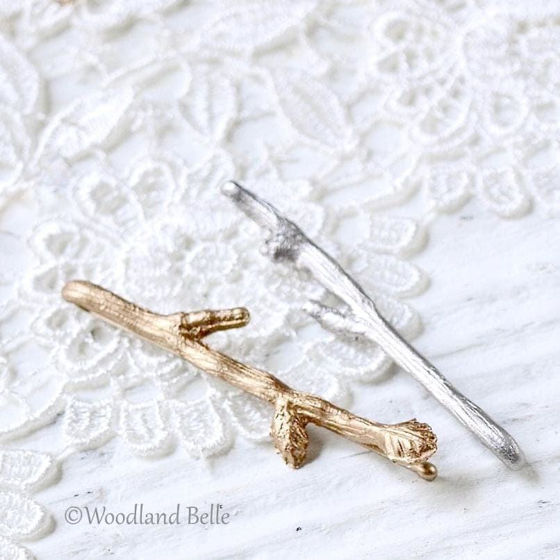 Custom Set of 2 Twig Hair Pins - Branch Bobby Pins - Mix & Match Silver, Gold, Rose Gold, or Bronze - By Woodland Belle