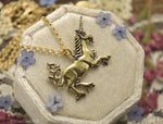 Load image into Gallery viewer, Medieval Unicorn Necklace - Sterling Silver Unicorn Pendant, Recycled - Small Dainty Charm Necklace - Unicorn Lover Gift - by Woodland Belle
