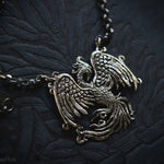 Load image into Gallery viewer, Phoenix Necklace for Men - Oxidized Sterling Silver Phoenix Pendant - Firebird Phoenix Rising Jewelry - Recycled Silver - Gift for Him

