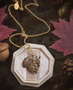 Load image into Gallery viewer, Red Squirrel Necklace - Gold Bronze Squirrel Pendant - Small Animal Charm Jewelry - Squirrel Lover Gift - Cottagecore - by Woodland Belle
