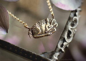 Sleeping Fawn Necklace - Sterling Silver Deer Pendant, Recyled - Small, Dainty Animal Charm Necklace - Deer Lover Gift - Woodland Belle