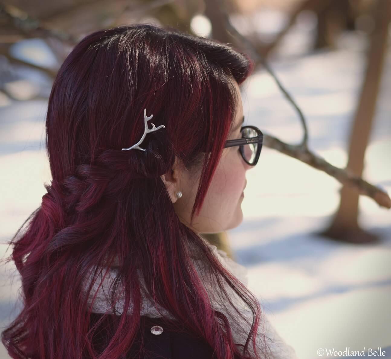 Antler Hair Pins - Gold Bronze Metal Antler Hair Sticks - Mori Forest Girl - For LARP, Cosplay, Renaissance Festival - by Woodland Belle