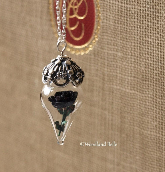 Disney Maleficent Inspired Pearl Rose Pendant Black Rhodium 1/5 CTTW |  Enchanted Disney Fine Jewelry