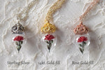 Load image into Gallery viewer, Burgundy Peony Necklace - Gold Glass Flower Pendant -Personalized Gift- Wife, Anniversary- Gold/Sterling Silver/Rose Gold -By Woodland Belle

