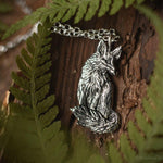 Load image into Gallery viewer, Fox Necklace - Sitting Red Fox Pendant, Recycled Sterling Silver - Small, Dainty Fox Charm - Cottagecore Animal Necklace - by Woodland Belle
