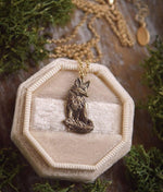 Load image into Gallery viewer, Fox Necklace - Sitting Red Fox Pendant, Recycled Sterling Silver - Small, Dainty Fox Charm - Cottagecore Animal Necklace - by Woodland Belle
