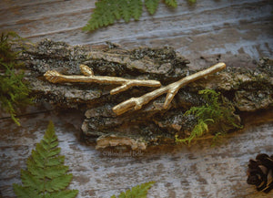 Gold Branch Bobby Pins - Tiny Twig Hair Pins in Golden Bronze - Twig Hair Clips - Mori Girl Style - by Woodland Belle.