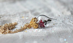 Load image into Gallery viewer, Gold Red Rose Necklace - Glass Flower Pendant - Personalized Gift, Initials - Beauty &amp; the Beast - Anniversary Wife Gift, by Woodland Belle
