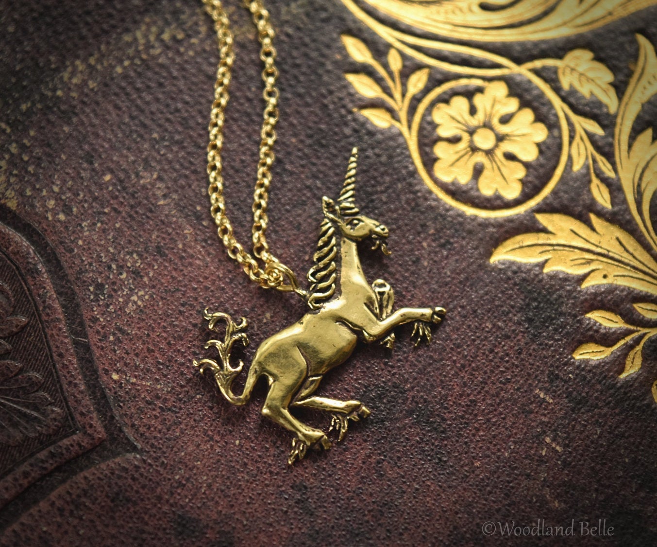 White Enameled Unicorn Necklace - Gold Bronze Unicorn Pendant - Small Dainty Charm Necklace - Unicorn Lover Gift - by Woodland Belle-Woodland Belle