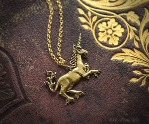 White Enameled Unicorn Necklace - Gold Bronze Unicorn Pendant - Small Dainty Charm Necklace - Unicorn Lover Gift - by Woodland Belle-Woodland Belle