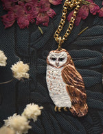 Load image into Gallery viewer, Owl Necklace - Enameled Barn Owl Pendant - Bronze Metal Painted Owl Charm Necklace - Bird/Owl Lover Jewelry Gift - by Woodland Belle-Woodland Belle
