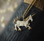 Load image into Gallery viewer, White Enameled Unicorn Necklace - Gold Bronze Unicorn Pendant - Small Dainty Charm Necklace - Unicorn Lover Gift - by Woodland Belle-Woodland Belle
