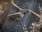 Load image into Gallery viewer, Quail Necklace - Enameled Bronze California Quail Bird Pendant - Small Dainty Charm Necklace - Bird Lover Gift for Her - by Woodland Belle
