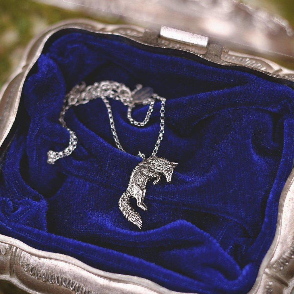 Leaping Fox Necklace - Sterling Silver Jumping Fox Pendant, Recycled - Small Animal Charm Jewelry - Fox Lover Gift - by Woodland Belle