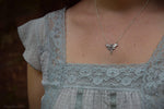 Load image into Gallery viewer, Luna Moth Necklace - Sterling Silver Moon Moth Pendant, Recycled - Small, Dainty Luna Moth Charm - Moth Lover Jewelry Gift by Woodland Belle
