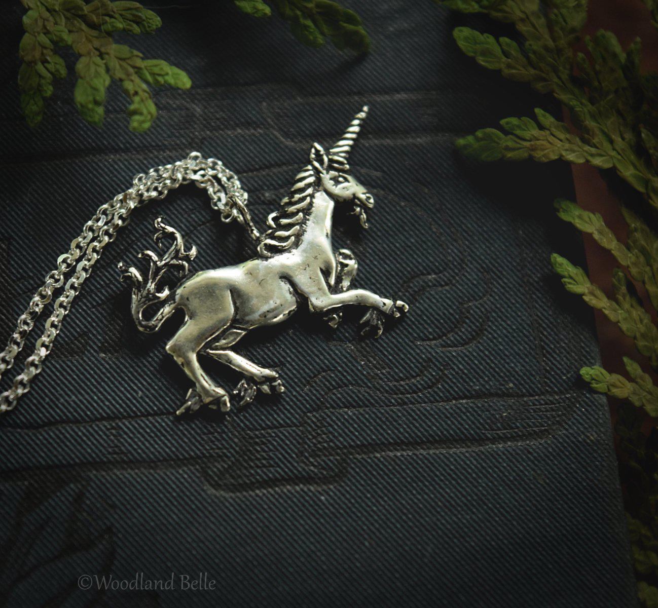 Medieval Unicorn Necklace - Gold Bronze Unicorn Pendant - Small Dainty Charm Necklace - Unicorn Lover Gift - by Woodland Belle