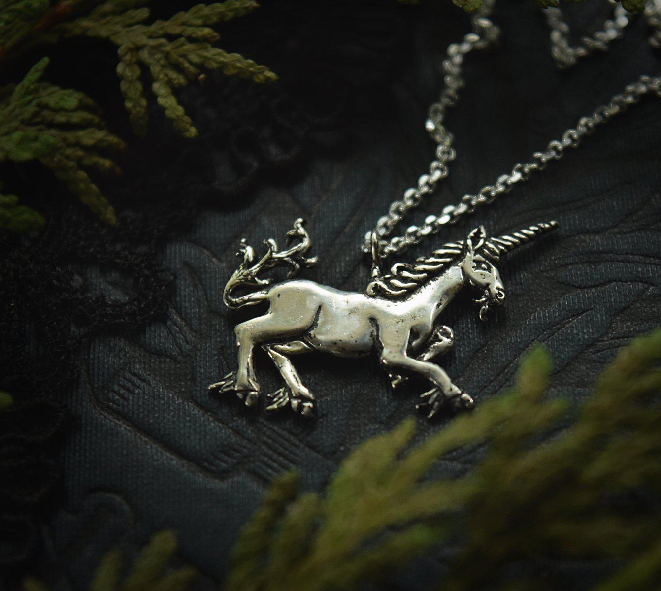 Medieval Unicorn Necklace - Sterling Silver Unicorn Pendant, Recycled - Small Dainty Charm Necklace - Unicorn Lover Gift - by Woodland Belle