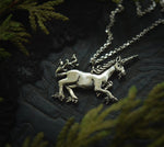 Load image into Gallery viewer, Medieval Unicorn Necklace - Sterling Silver Unicorn Pendant, Recycled - Small Dainty Charm Necklace - Unicorn Lover Gift - by Woodland Belle
