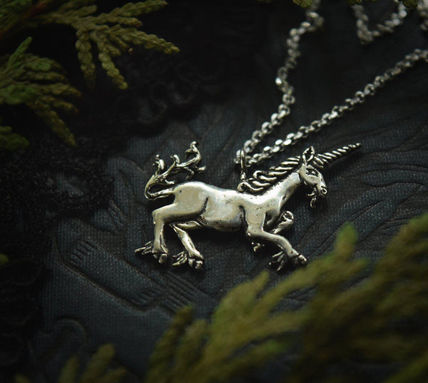 925 Sterling Silver Childrens Unicorn Necklace Charm Pendant