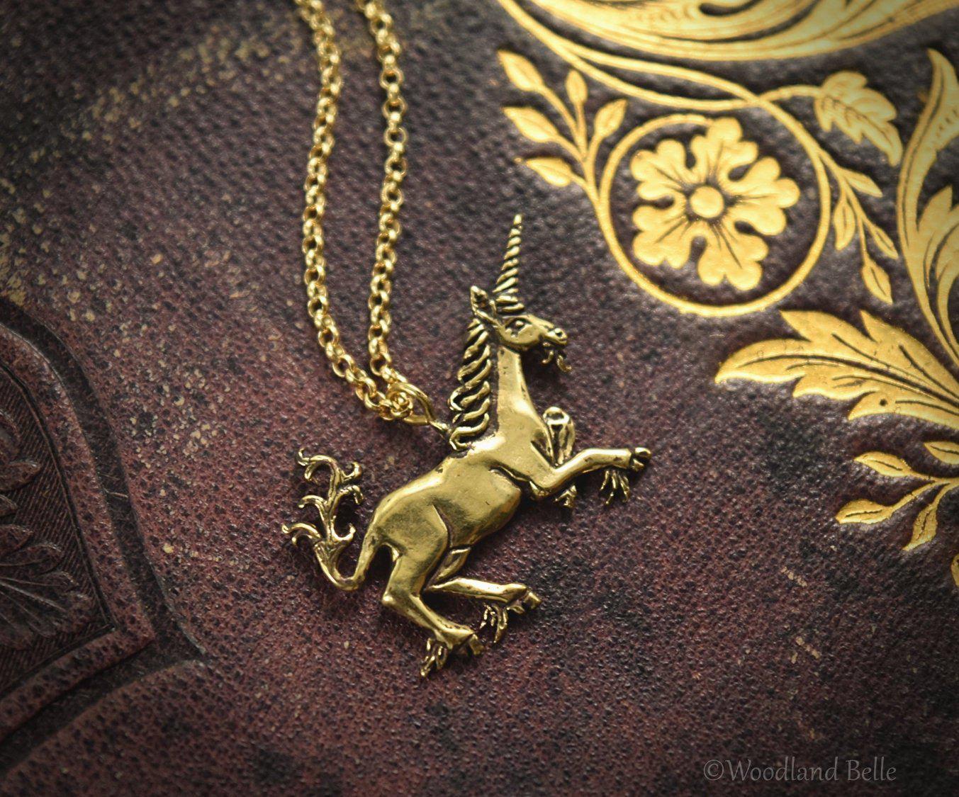 Medieval Unicorn Necklace - Sterling Silver Unicorn Pendant, Recycled - Small Dainty Charm Necklace - Unicorn Lover Gift - by Woodland Belle