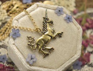 Medieval Unicorn Necklace - Sterling Silver Unicorn Pendant, Recycled - Small Dainty Charm Necklace - Unicorn Lover Gift - by Woodland Belle