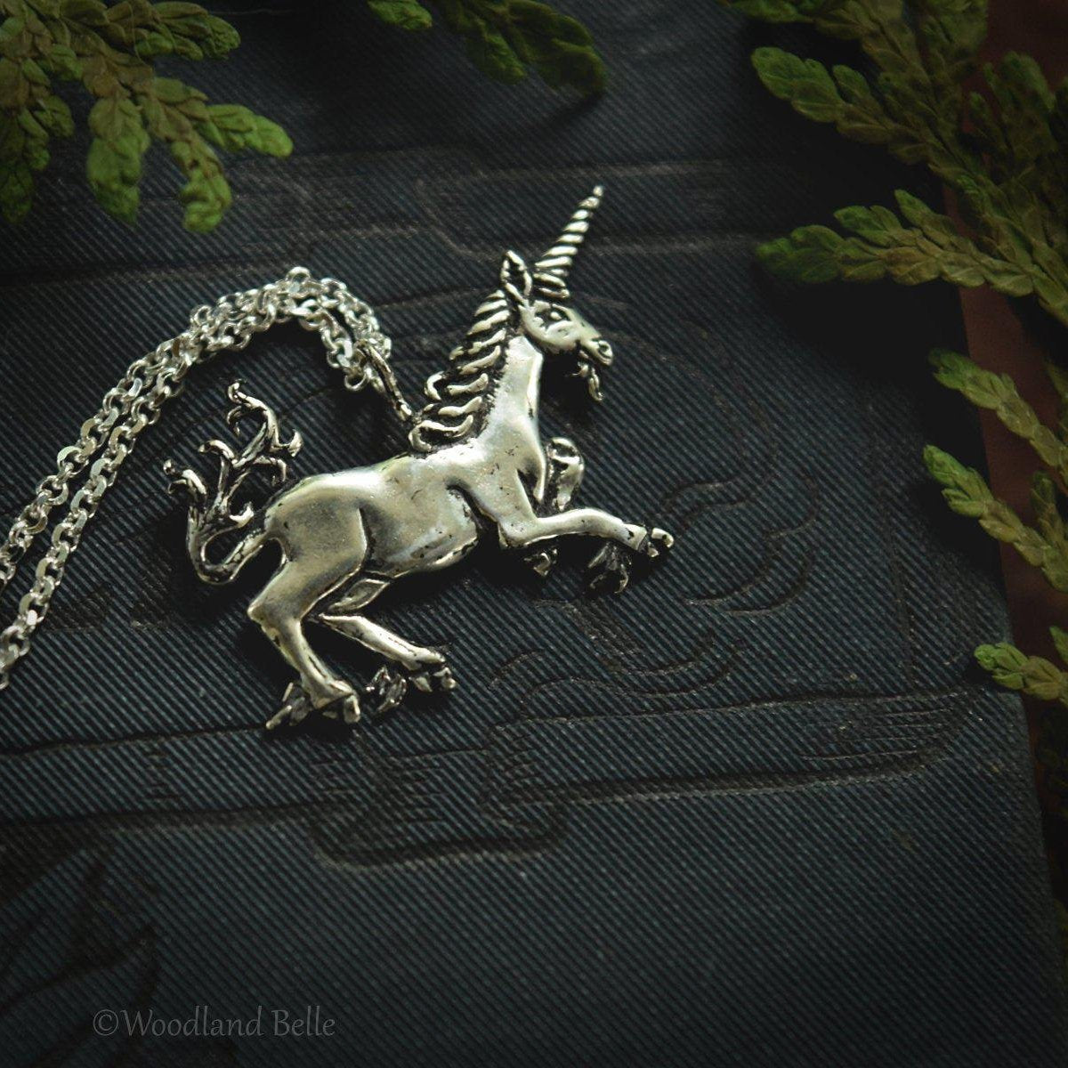 Medieval Unicorn Necklace - Sterling Silver Unicorn Pendant, Recycled - Small Dainty Charm Necklace - Unicorn Lover Gift - by Woodland Belle