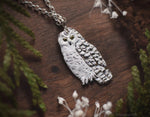Load image into Gallery viewer, Owl Necklace - Enameled Snowy Owl Pendant - Sterling Silver White Owl - Hedwig Necklace - Bird/Owl Lover Jewelry Gift - by Woodland Belle
