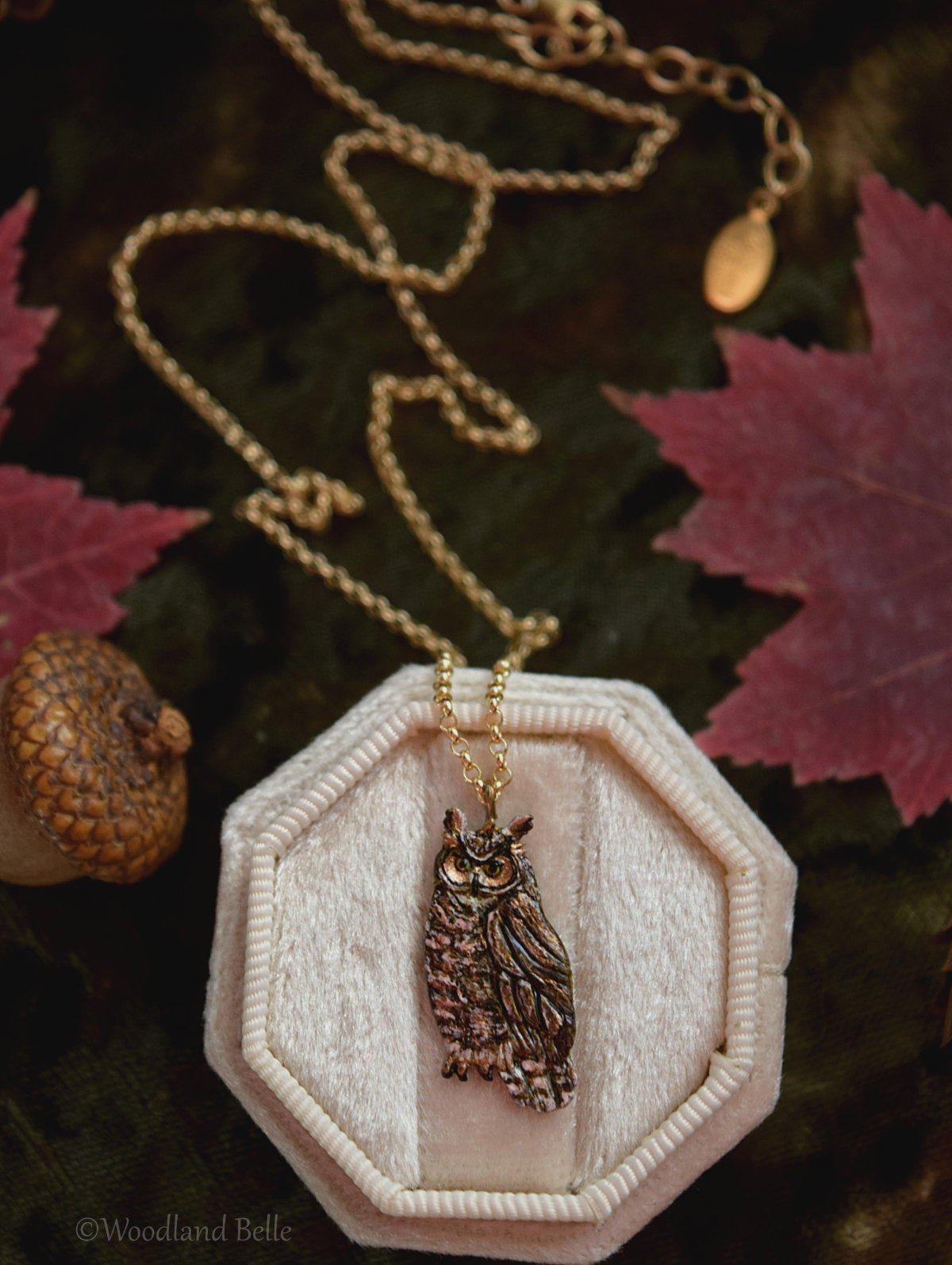 Owl Necklace Enameled Snowy Owl Pendant Sterling Silver White Owl Hedwig Necklace Bird Owl Lover Jewelry Gift by Woodland Belle Woodland Belle