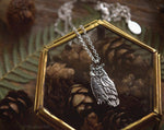 Load image into Gallery viewer, Owl Necklace - Gold Bronze Great Horned Owl Pendant - Small, Dainty Bird Necklace - Owl Lover Gift - Cottagecore, Mori Girl - Woodland Belle
