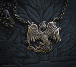 Load image into Gallery viewer, Phoenix Necklace for Men - Oxidized Sterling Silver Phoenix Pendant - Firebird Phoenix Rising Jewelry - Recycled Silver - Gift for Him
