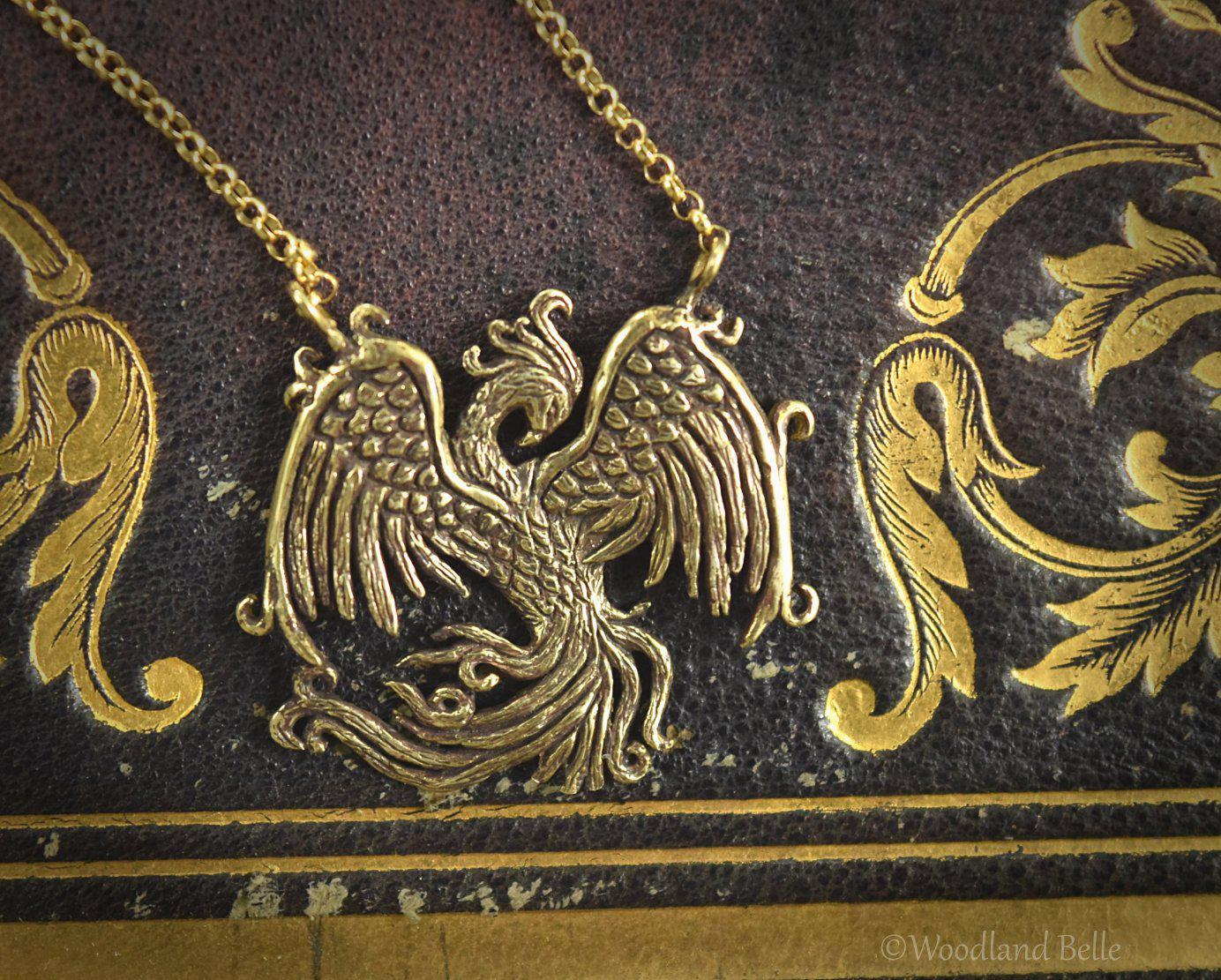 Phoenix Necklace - Sterling Silver Phoenix Rising Pendant - Firebird Necklace - Phoenix Bird Jewelry Gift for Women - by Woodland Belle