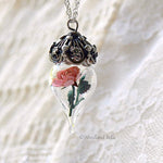Load image into Gallery viewer, Pink Rose Necklace - Sterling Silver Glass Flower Pendant - Personalized Gift - Mother, Grandmother Gift - by Woodland Belle
