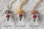 Load image into Gallery viewer, Pink Rose Necklace - Sterling Silver Glass Flower Pendant - Personalized Gift - Mother, Grandmother Gift - by Woodland Belle
