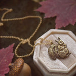 Load image into Gallery viewer, Red Squirrel Necklace - Gold Bronze Squirrel Pendant - Small Animal Charm Jewelry - Squirrel Lover Gift - Cottagecore - by Woodland Belle
