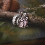 Load image into Gallery viewer, Red Squirrel Necklace - Sterling Silver Squirrel Pendant - Small Animal Charm Jewelry - Squirrel Lover Gift - Recycled - by Woodland Belle
