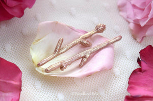 Rose Gold Twig Hair Pins - Pink Gold Branch Bobby Pins Clips - Rustic Bridal Hair Pins - Gift for Her by Woodland Belle
