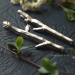 Load image into Gallery viewer, Silver Twig Hair Pins - Branch Hair Pins - Branch Bobby Pins - Twig Hair Clips in Antique Pewter by Woodland Belle.
