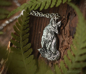 Sitting Fox Necklace - Gold Bronze Red Fox Pendant - Fox Lover Gift - Small, Dainty Animal Charm Necklace - Cottagecore - by Woodland Belle