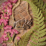 Load image into Gallery viewer, Sleeping Fawn Necklace - Bronze Fawn Deer Pendant - Small, Dainty Animal Charm Necklace - Mori Girl Cottagecore Necklace, by Woodland Belle
