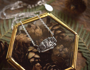 Sleeping Fawn Necklace - Sterling Silver Deer Pendant, Recyled - Small, Dainty Animal Charm Necklace - Deer Lover Gift - Woodland Belle
