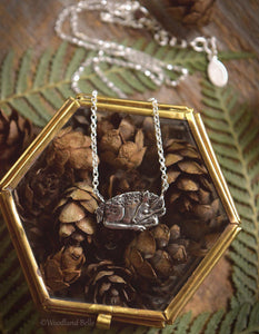 Sleeping Fawn Necklace - Sterling Silver Deer Pendant, Recyled - Small, Dainty Animal Charm Necklace - Deer Lover Gift - Woodland Belle