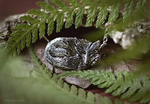 Sleeping Fox Necklace - Gold Bronze Small Fox Pendant - Small, Dainty Fox Charm - Cottagecore Animal Necklace - by Woodland Belle