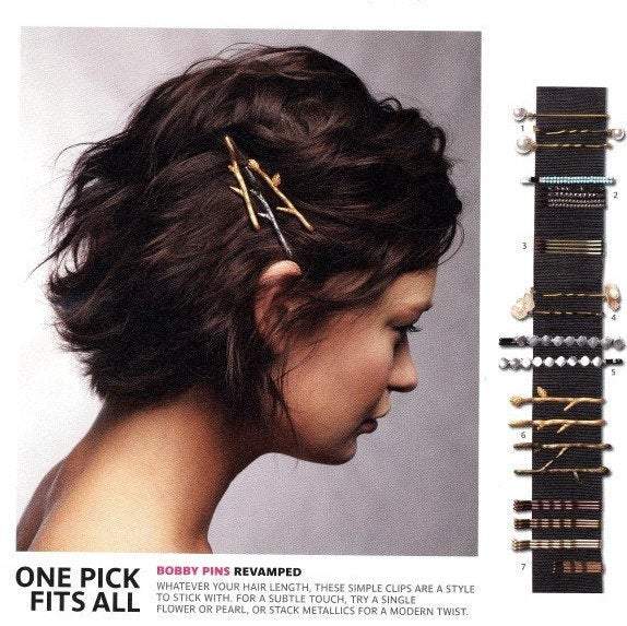 Twig Hair Pins Custom Personalized Set of 3 - Branch Bobby Pins - Mix & Match Silver, Gold, Bronze, or Rose Gold - by Woodland Belle