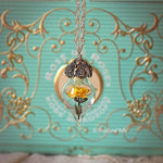 Load image into Gallery viewer, Yellow Rose Necklace - Glass Flower Pendant - Sterling Silver, Gold, or Rose Gold - Personalized Mother, Grandmother Gift -by Woodland Belle
